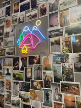 Camping Neon Sign – LED Tent Wall Art with Mountains, Campfire & Trees | Nature Lover Gift | Cozy Cabin Decor | Custom - CityNeon