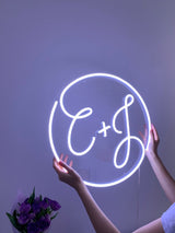 Circle Initials Neon Sign - Wedding neon sign, Wedding Sign, Custom Neon Signs, LED Neon Sign, LED Neon - CityNeon