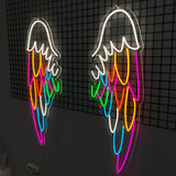 Colored Аngel wings and halo neon sign - Restaurant Decor and Event Decoration - CityNeon