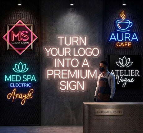 Custom Business Logo Sign LED Neon Storefront Sign Acrylic Logo Sign Upload Your Logo Commercial Wall Sign - CityNeon