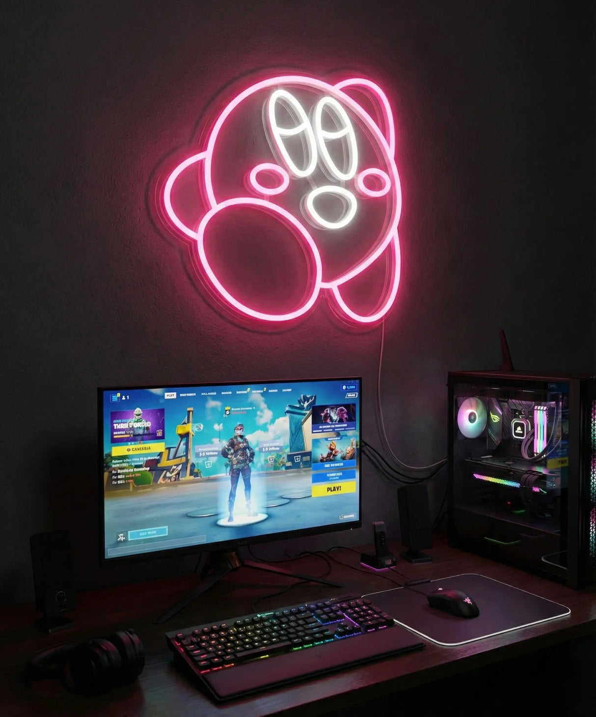 Cute Anime Neon Sign – Kirby - Inspired LED Neon Light for Kids Room & Gaming Setup - CityNeon
