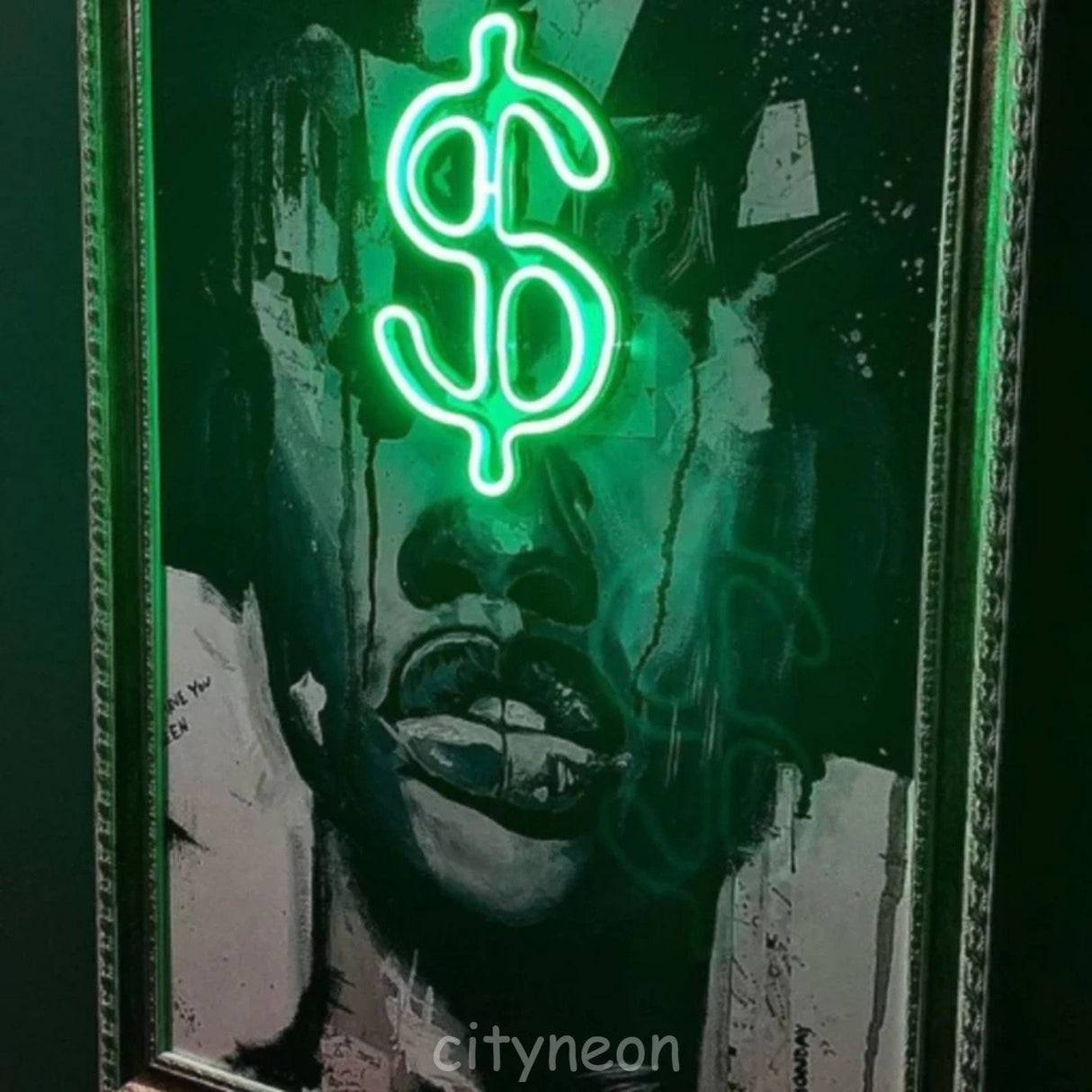 Dollar Neon Painting Art - motivational led neon wall art, money modern art painting, acrylic business sign, entrepreneur gift - CityNeon