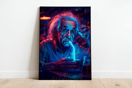Einstein Art Framed Neon Sign | Modern Decor for Restaurant | Handmade Gift for Minimalist Office Wall Art - CityNeon