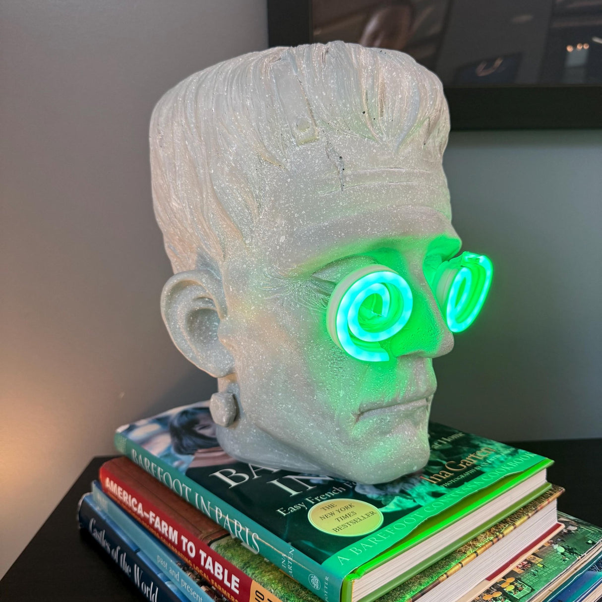 Frankenstein Neon Bust Lamp – Creepy Halloween Decor, Zombie LED Sculpture, Glow - in - the - Dark Desk Light, Horror Art Gift - CityNeon