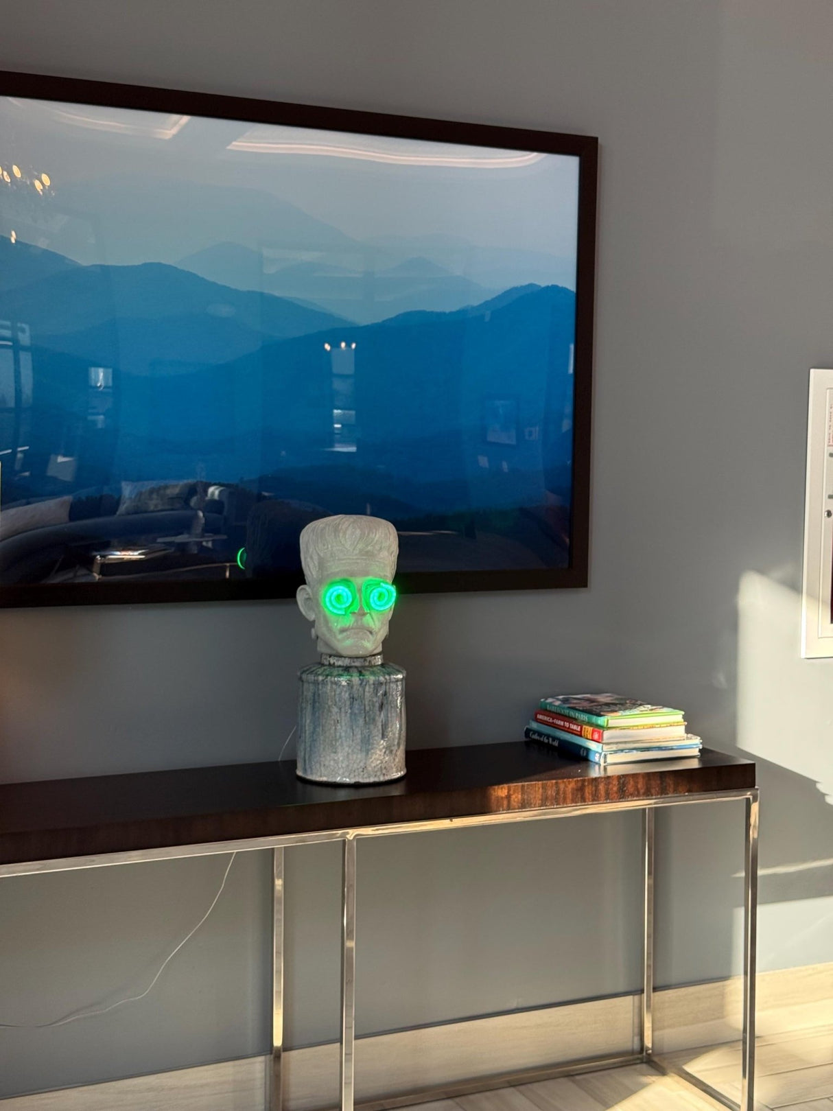 Frankenstein Neon Bust Lamp – Creepy Halloween Decor, Zombie LED Sculpture, Glow - in - the - Dark Desk Light, Horror Art Gift - CityNeon