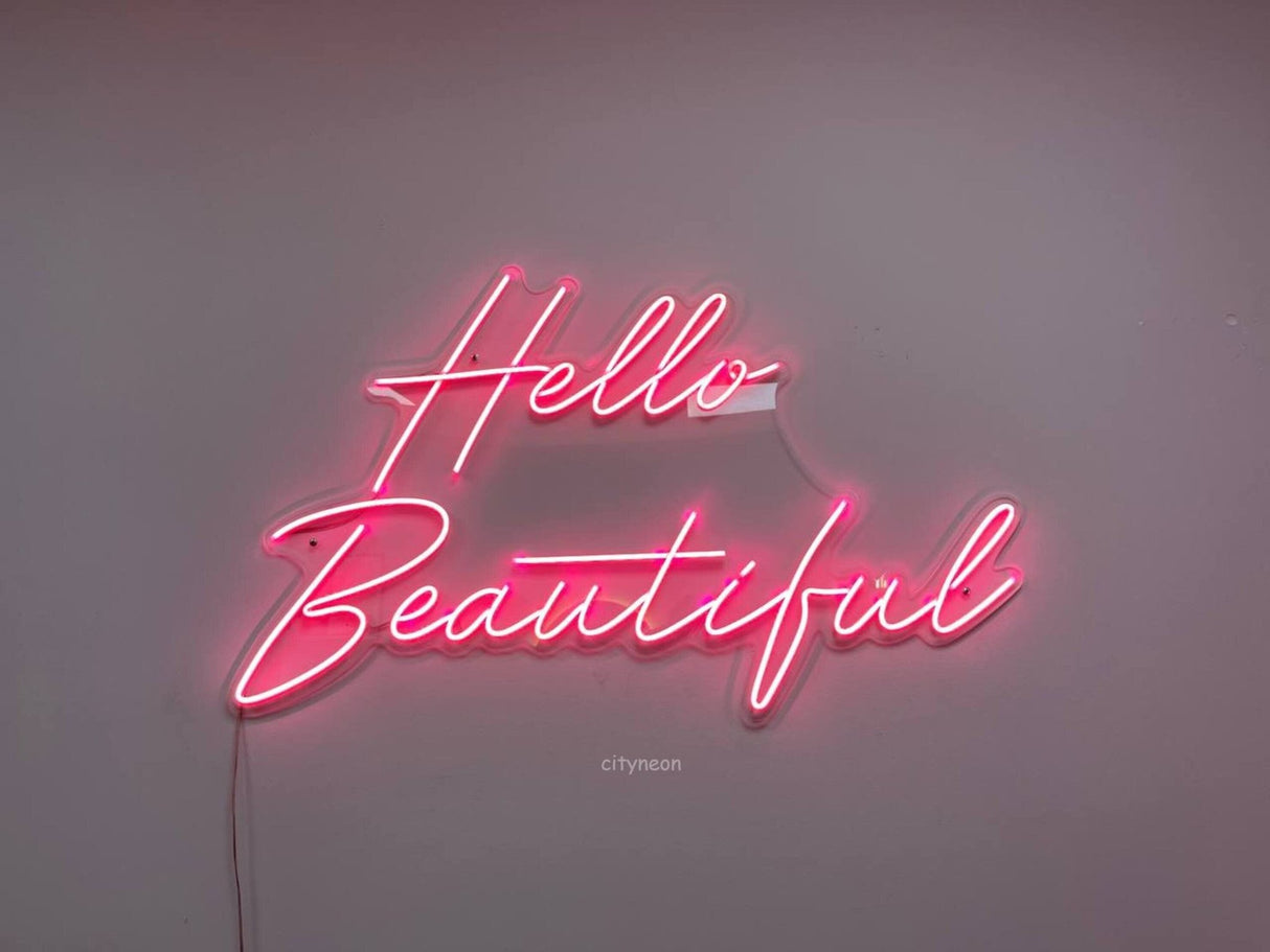 Hello Beautiful Pink Led Neon Sign - CityNeon