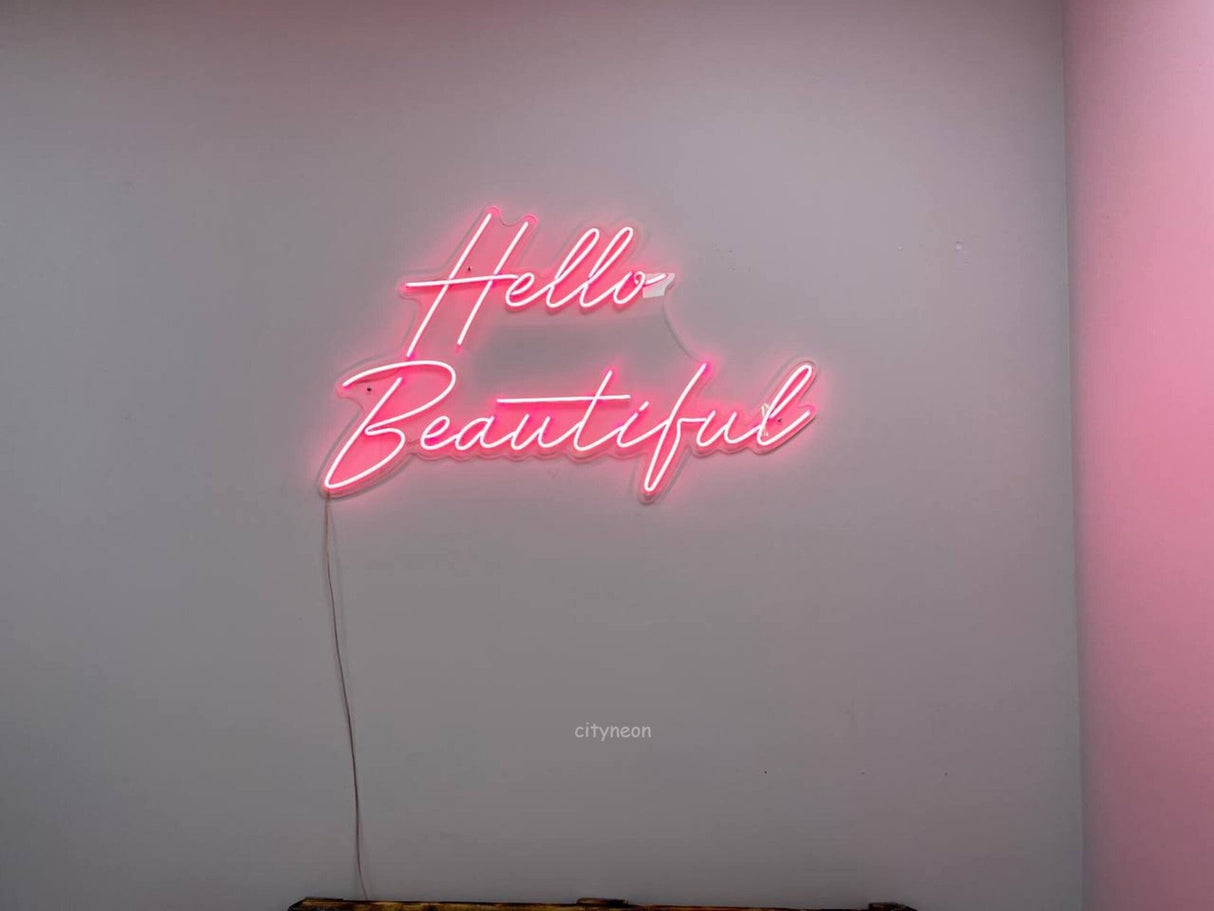 Hello Beautiful Pink Led Neon Sign - CityNeon