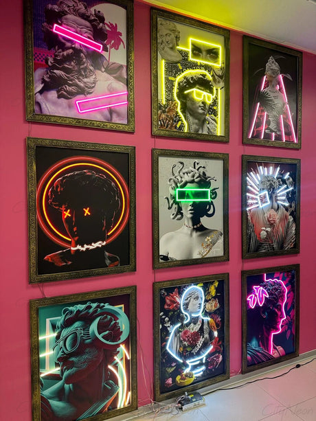 Contemporary Neon Painting Art - custom neon sign, modern art painting, neon sign art, neon sign wall art, neon art canvas, 24x32inch