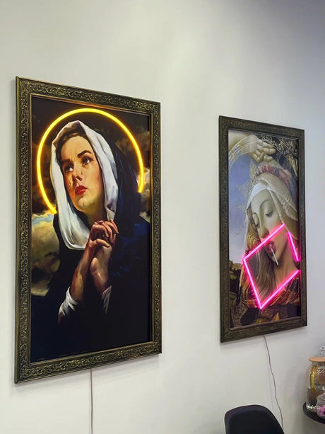 Madonna Magnificat | Saint Virgin Mary LED Neon Pop Art – Unique Gallery | Office Wall Decor Statement Piece for Tattoo Studios and Home
