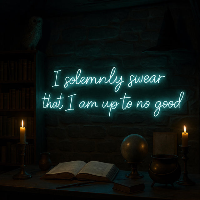 Neon Quote Sign “I Solemnly Swear” | Wizard Neon Lamp, Custom Bar Light