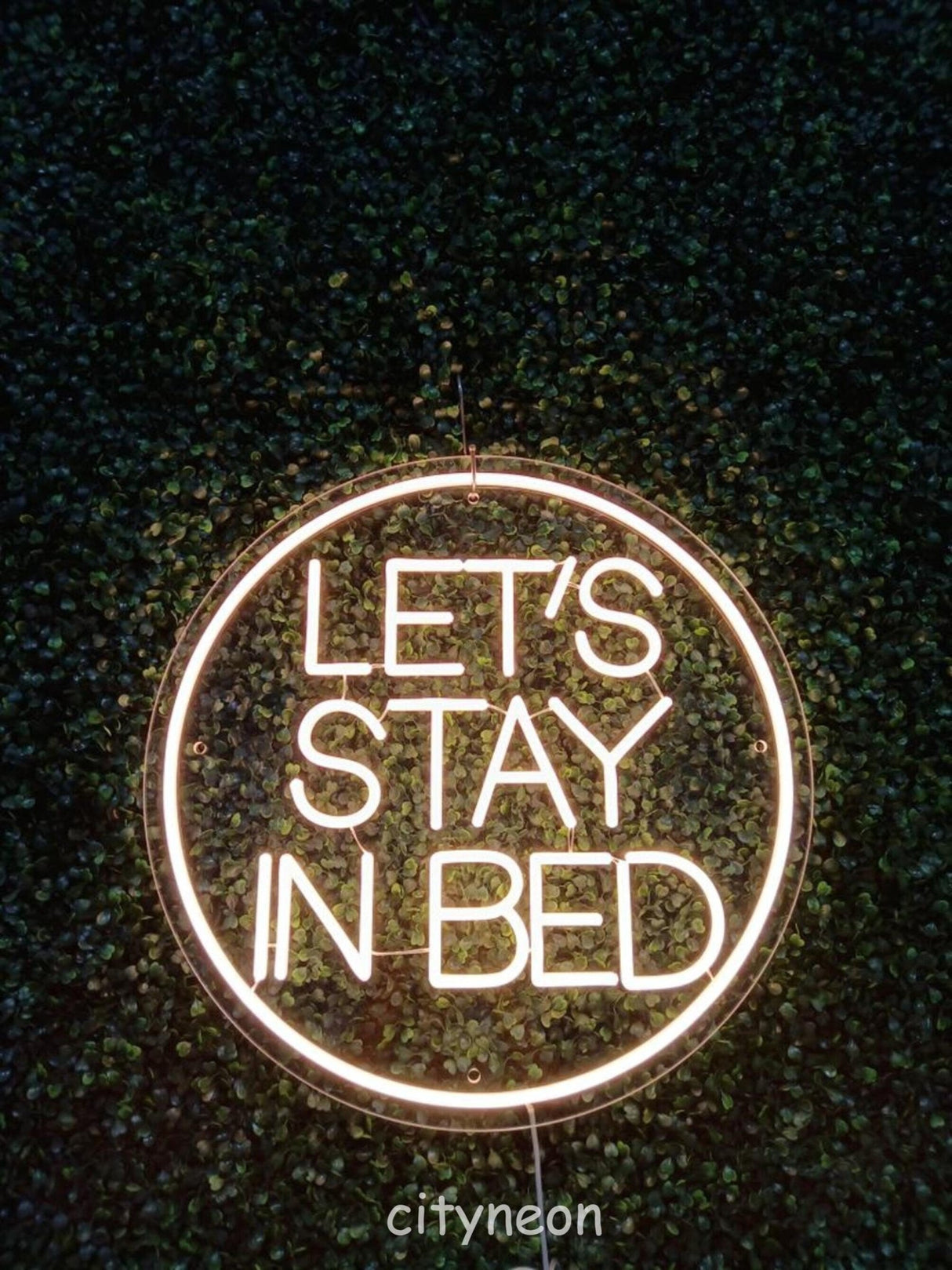 “Let’s stay in bed” Neon Sign Bedroom Decor – Unique Wall Hanging Light for Above Bed Space - CityNeon