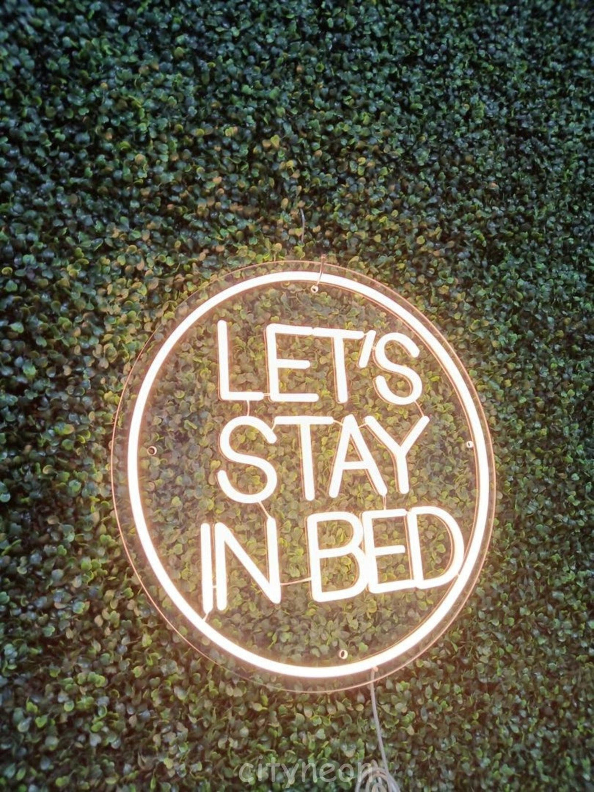 “Let’s stay in bed” Neon Sign Bedroom Decor – Unique Wall Hanging Light for Above Bed Space - CityNeon