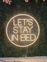 “Let’s stay in bed” Neon Sign Bedroom Decor – Unique Wall Hanging Light for Above Bed Space - CityNeon