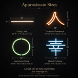 Minimalist LED Neon Wall Art, Feng Shui Symbol Neon Sign, Zen Wall Decor, Harmony Happiness Good Fortune Light, Modern Home Decor - CityNeon