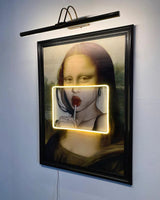 Mona Lisa Painting Neon Sign – Pop Collage Art with LED Neon in Vintage Frame - CityNeon