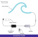 Ocean Wave Neon Sign: Blue LED Minimalist Coastal Decor - CityNeon