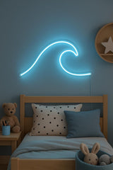 Ocean Wave Neon Sign: Blue LED Minimalist Coastal Decor - CityNeon