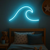 Ocean Wave Neon Sign: Blue LED Minimalist Coastal Decor - CityNeon