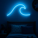 Ocean Wave Neon Sign: Blue LED Minimalist Coastal Decor - CityNeon