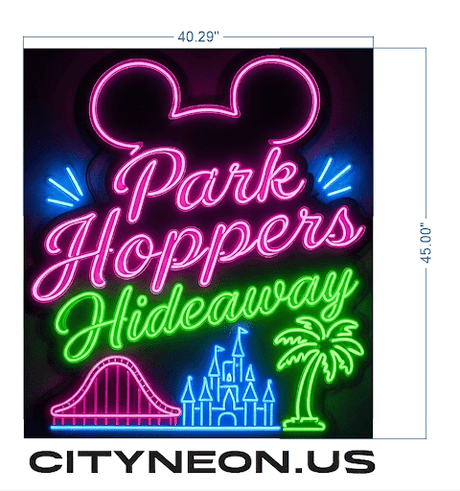 “Park Hoppers Hideaway” custom neon sign (waterproof) - CityNeon