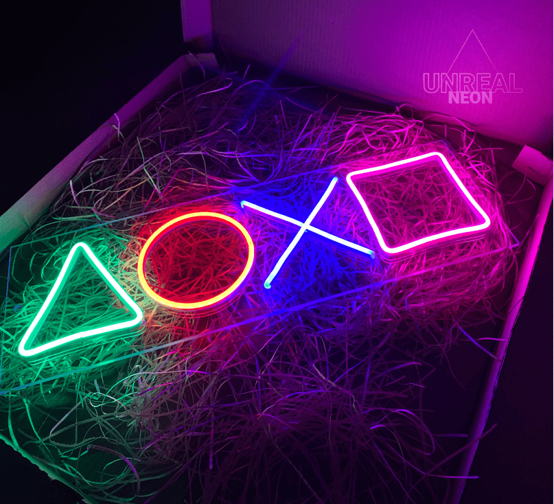 PlayStation Neon Sign - Iconic Gaming Symbols LED Wall Art, Perfect for Game Rooms, Streaming Setup, and Modern Decor - CityNeon