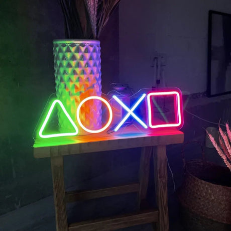 PlayStation Neon Sign - Iconic Gaming Symbols LED Wall Art, Perfect for Game Rooms, Streaming Setup, and Modern Decor - CityNeon