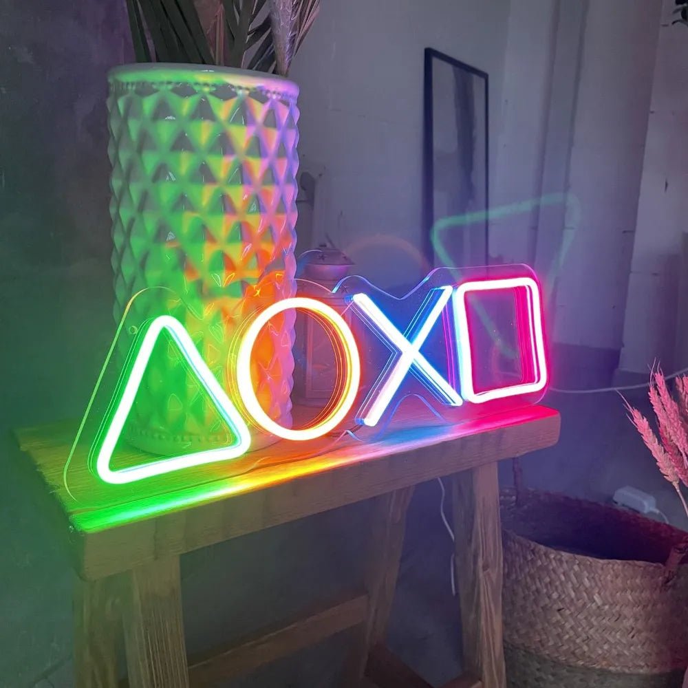 PlayStation Neon Sign - Iconic Gaming Symbols LED Wall Art, Perfect for Game Rooms, Streaming Setup, and Modern Decor - CityNeon