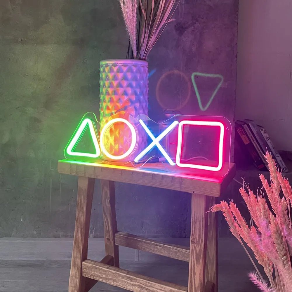 PlayStation Neon Sign - Iconic Gaming Symbols LED Wall Art, Perfect for Game Rooms, Streaming Setup, and Modern Decor - CityNeon