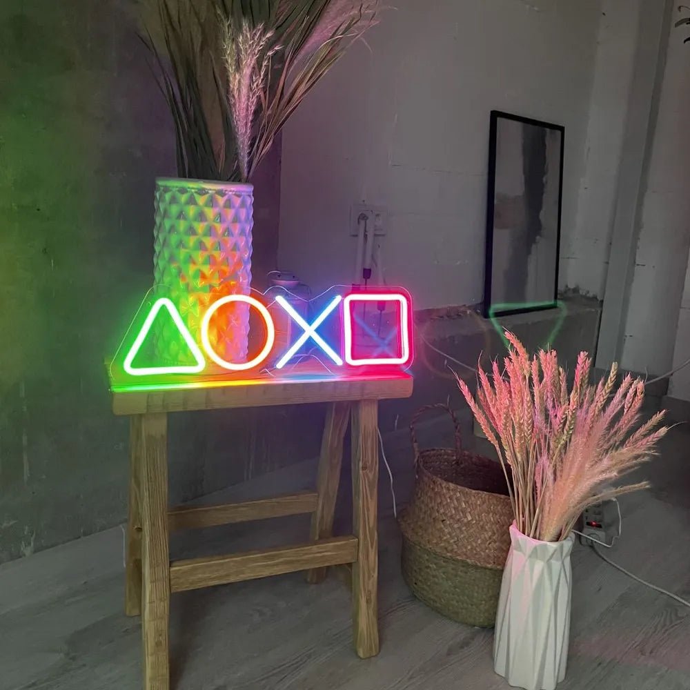 PlayStation Neon Sign - Iconic Gaming Symbols LED Wall Art, Perfect for Game Rooms, Streaming Setup, and Modern Decor - CityNeon