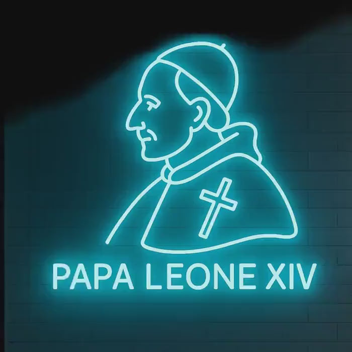 Pope Leo Neon Sign: Catholic Church Decor, Religious Gift