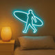 Surfboard Neon Sign: Surf Girl LED Light - Coastal Wall Art