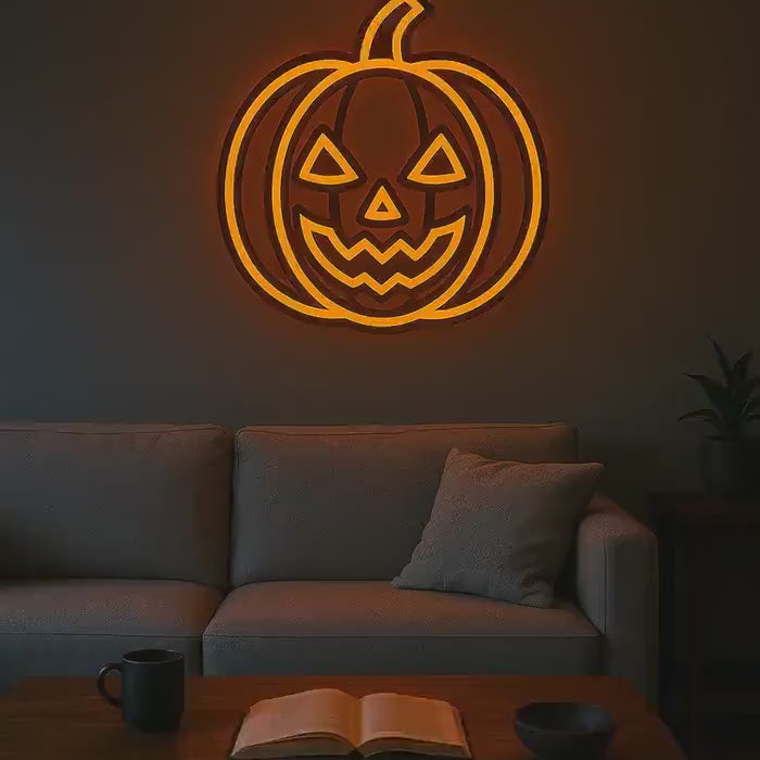 Pumpkin Halloween Neon Sign, Spooky LED Wall Decor, Halloween Party Decor, Fall Home Accent, Night Light, Holiday Gift