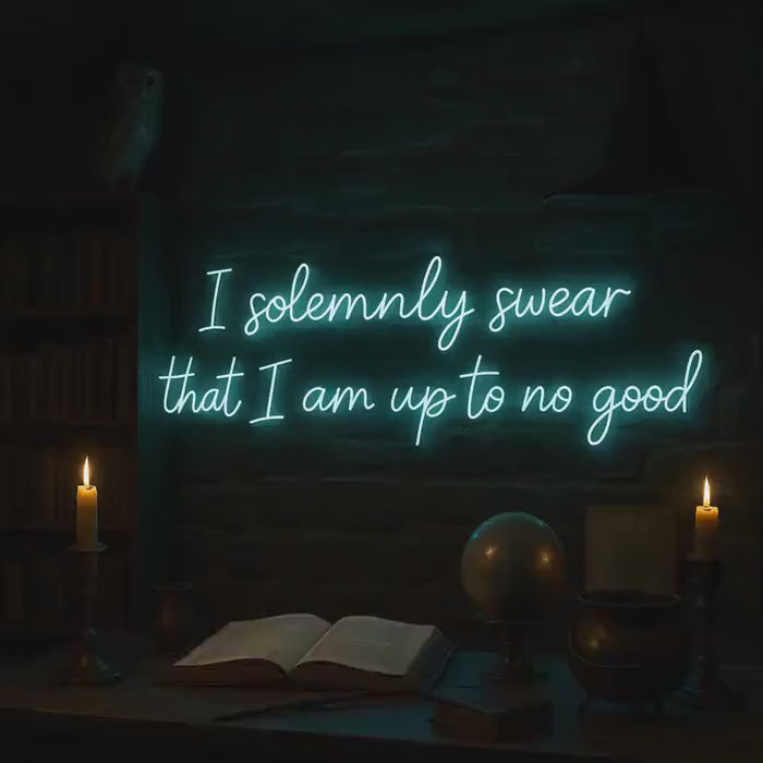 Neon Quote Sign “I Solemnly Swear” | Wizard Neon Lamp, Custom Bar Light