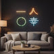 Minimalist LED Neon Wall Art, Feng Shui Symbol Neon Sign, Zen Wall Decor, Harmony Happiness Good Fortune Light, Modern Home Decor