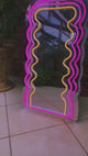 Wavy Pink Neon Mirror, Glowing Mirror , Light up Mirror For Bedroom, Mirror Wall Decor,  Makeup Mirror