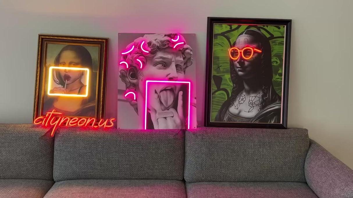 Mona Lisa in Glasses Painting Neon Sign – Pop Art with LED Neon