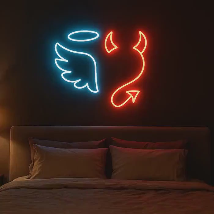 Angel and Devil Neon Sign: Romantic LED Wall Decor