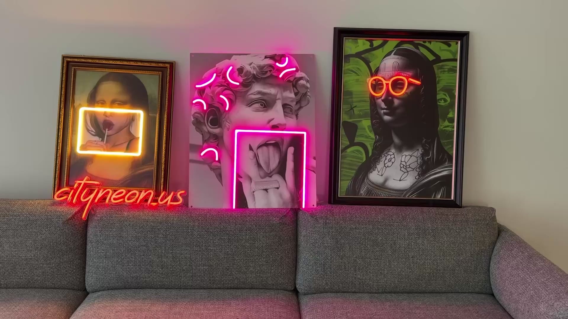 David Neon Sign - Contemporary Art Framed Neon Sign for Modern