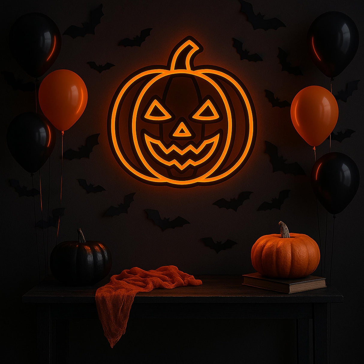 Pumpkin Halloween Neon Sign, Spooky LED Wall Decor, Halloween Party Decor, Fall Home Accent, Night Light, Holiday Gift - CityNeon