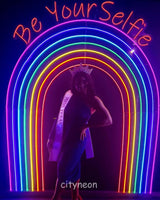 Rainbow backdrop neon sign - custom neon sign, club neon sign, bar neon sign, selfie neon, party neon sign, event decor - CityNeon