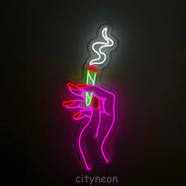 Smoking Hand Design - Custom Neon Sign for Bedroom or Bar Decor, - CityNeon