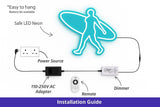Surfboard Neon Sign: Surf Girl LED Light - Coastal Wall Art - CityNeon