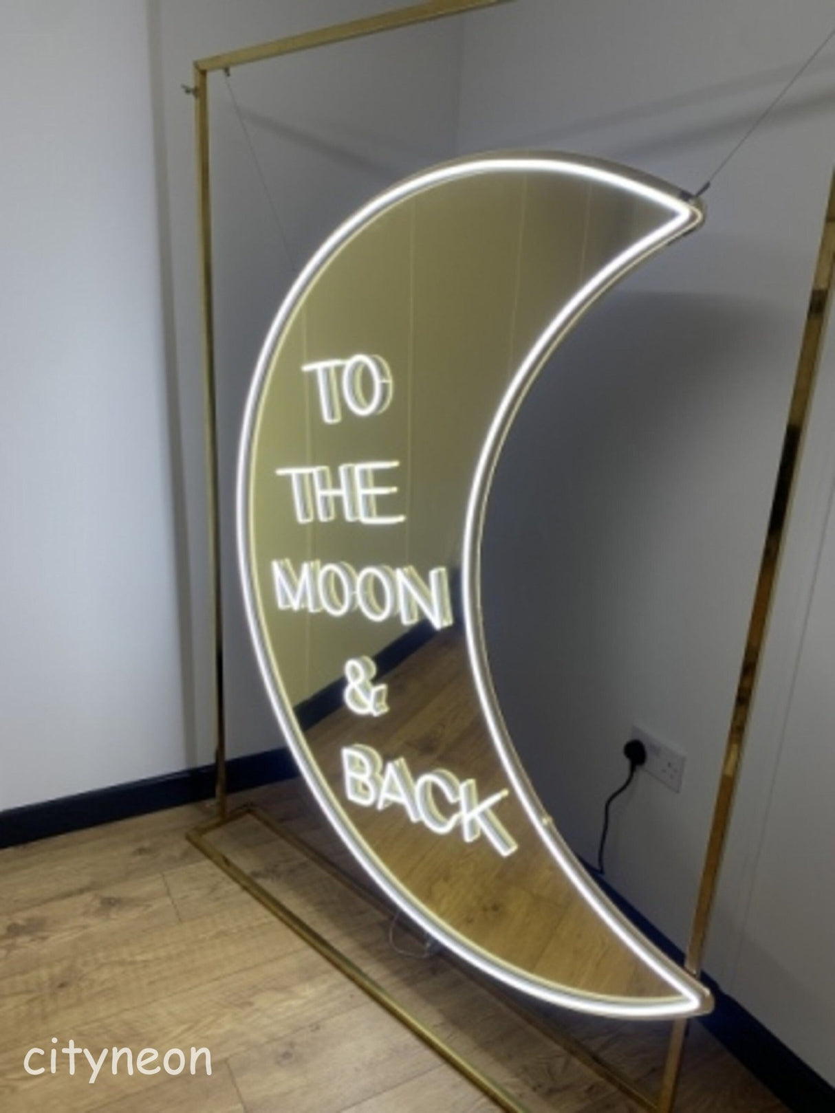 To the Moon and Back Wedding Neon Sign, Gold Mirror Sign, Custom Neon Sign, wedding backdrop - CityNeon