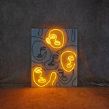 Unique Neon Sign One Line Faces Art - CityNeon