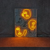 Unique Neon Sign One Line Faces Art - CityNeon