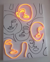 Unique Neon Sign One Line Faces Art - CityNeon