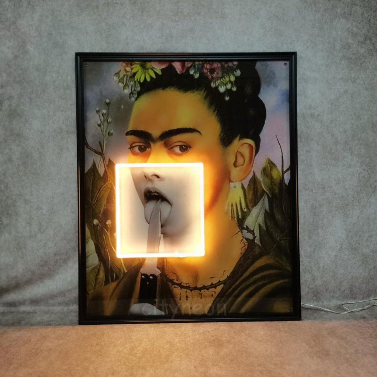 Vintage Framed Neon Sign - Frida Kahlo Art, Mexican Painting - CityNeon