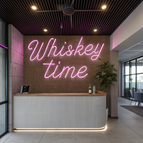 Whiskey Time LED Neon Sign - Light Up Bar Sign for Home & Cocktail Lounge - CityNeon