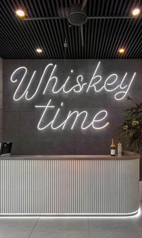 Whiskey Time LED Neon Sign - Light Up Bar Sign for Home & Cocktail Lounge - CityNeon