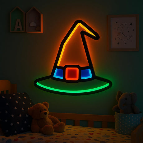 Witch Hat LED Neon Sign – Halloween Wall Decor, Glowing Witch Hat Light, Spooky Neon Halloween Gift, Witch Themed Room Sign - CityNeon